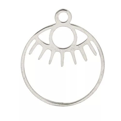 Ciondolo tondo scavato occhio 17x14 mm - Acciaio inossidabile x1