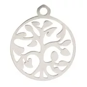Ciondolo tondo scavato albero di vita 17x14 mm - Acciaio inossidabile x1