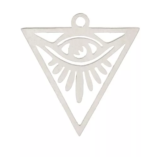 Pendente triangolo scavato occhio 20x19 mm - Acciaio inossidabile x1