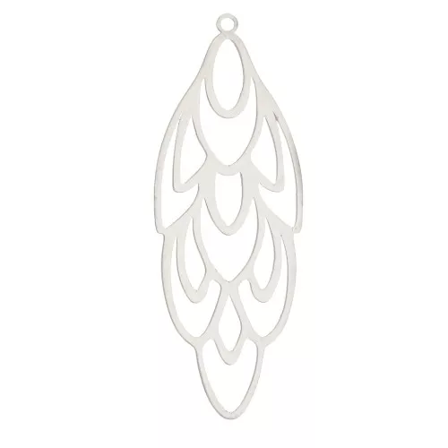 Pendente piuma design 52x19 mm - Acciaio inossidabile x1