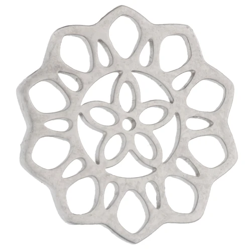 Distanziatore a rosetta con motivo traforato, 14 mm - Acciaio inossidabile 316L x1