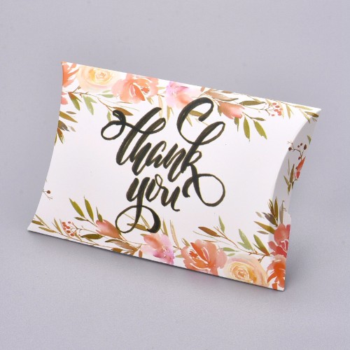 Confezione berlingot in cartone Thank you fiorito 12.5x8x2cm - Multicolore x1