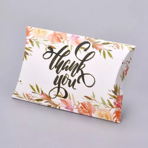Confezione berlingot in cartone Thank you fiorito 12.5x8x2cm - Multicolore x1