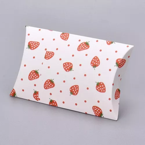 Confezione berlingot in cartone- Fragola 12.5x8x2cm - Bianco - Rosso x1