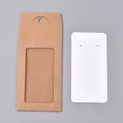 Confezione in cartone con la sua etichetta bijoux 13x6.5 cm - Kraft - Bianco x1