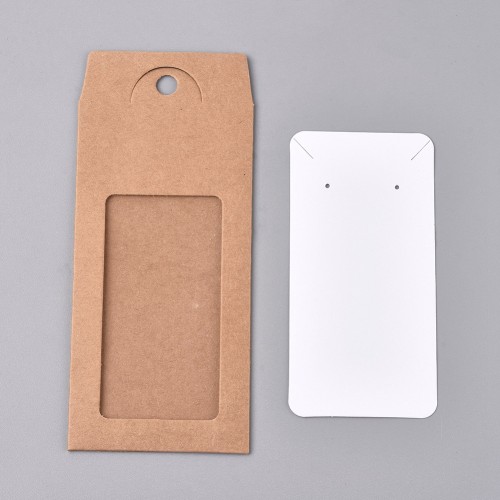 Confezione in cartone con la sua etichetta bijoux 13x6.5 cm - Kraft - Bianco x1