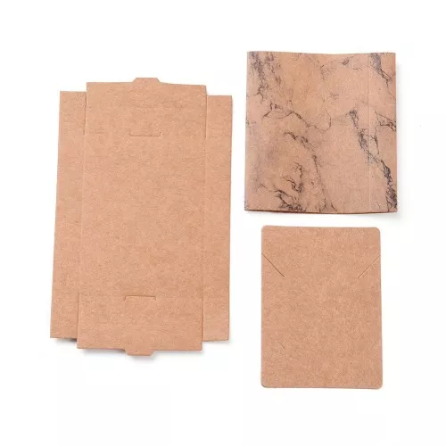 Scatola da montare in kraft con la sua etichetta per bijoux- marmo 7x5.4x1cm x1