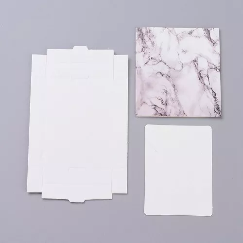 Scatola da montare in kraft con la sua etichetta per bijoux- marmo 7x5.4x1 cm x1