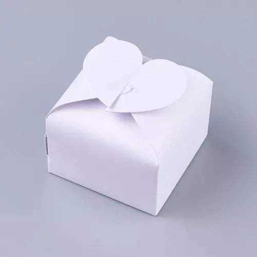 Scatola regalo cuore da montare 6x6x4.5 cm - Bianco scintillante x5