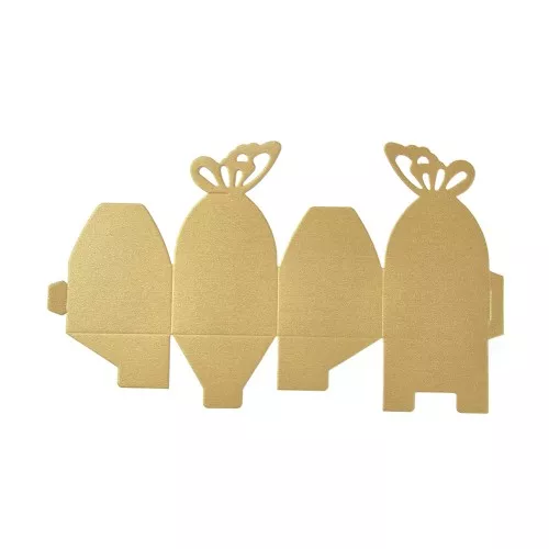 Scatola regalo farfalla da montare 6x6x4 cm - Dorato scintillante x5