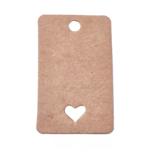 Etichette rettangole cartonate 50x30 mm - Cuore - Kraft x100