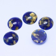 Cabochon tondo in acetato 18 mm - Guscio di tartaruga - Blu notte - Dorato x1