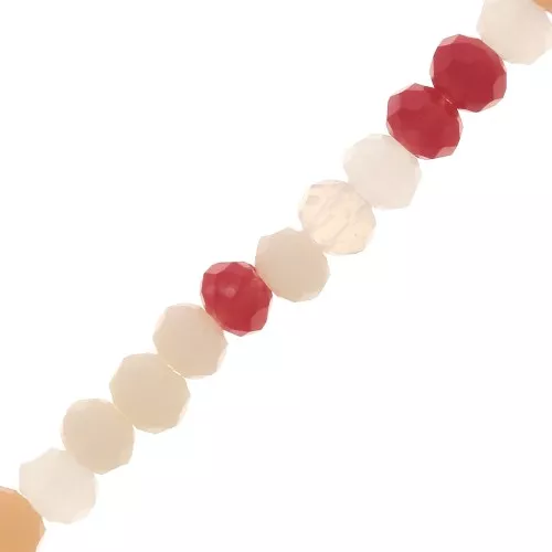 Rondelle sfaccettate 3x2 mm - rosso - Rosa chiaro - Ecrù x43cm