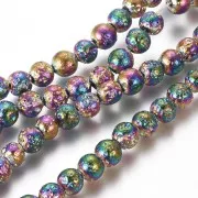 Perle tonde galvanizzate 4 mm Pietra lavica - Iridescente x20