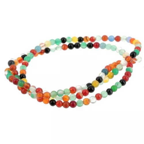 Perline Tonde 3 mm Agata tinta - Multicolore x37cm