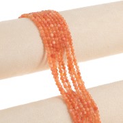 Perle tonde sfaccettate 3 mm pietra gemma Agata tinta - Sabbia x37cm