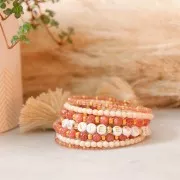 Perle tonde sfaccettate 3 mm pietra gemma Agata tinta - Sabbia x37cm