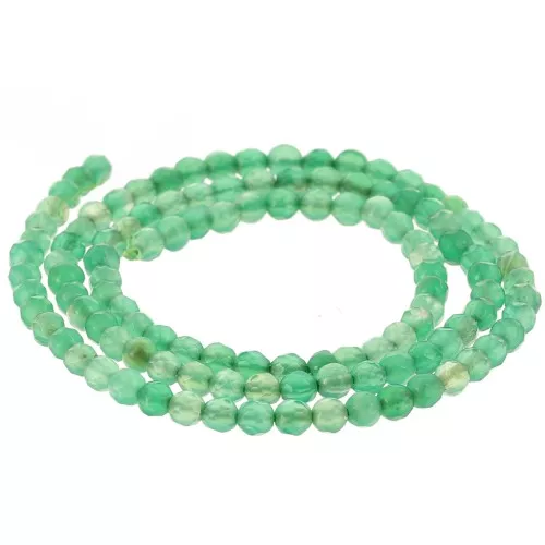 Perle tonde sfaccettate 3 mm pietra gemma Agata tinta - Verde x37cm