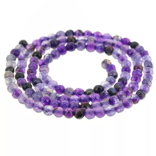 Perle tonde sfaccettate 3 mm pietra gemma Agata tinta - Viola x36cm