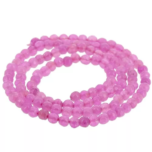 Perle tonde sfaccettate 3 mm pietra gemma Agata tinta - Magenta x36cm
