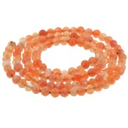 Perla rotonda sfaccettata da 3,5 mm in agata - Arancione x 37 cm