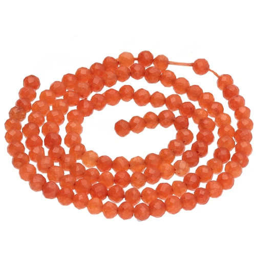 Perla rotonda sfaccettata da 3,5 mm in agata - Arancione x 37 cm