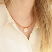 Perla rotonda sfaccettata da 3,5 mm in agata - Arancione x 37 cm
