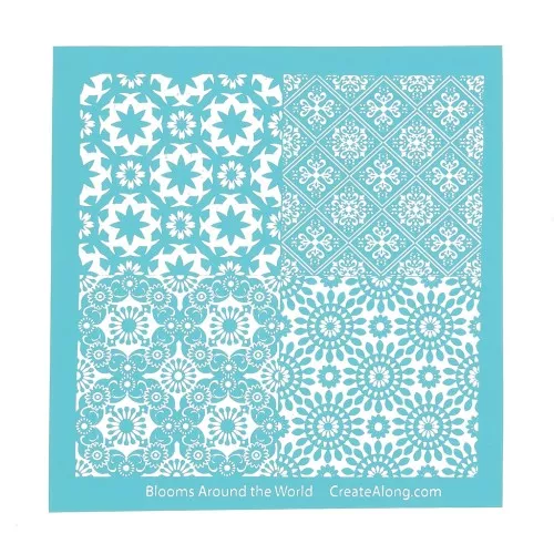 Silk Screen per pasta polimerica 109x109 mm - Modello Blooms Around the World x1