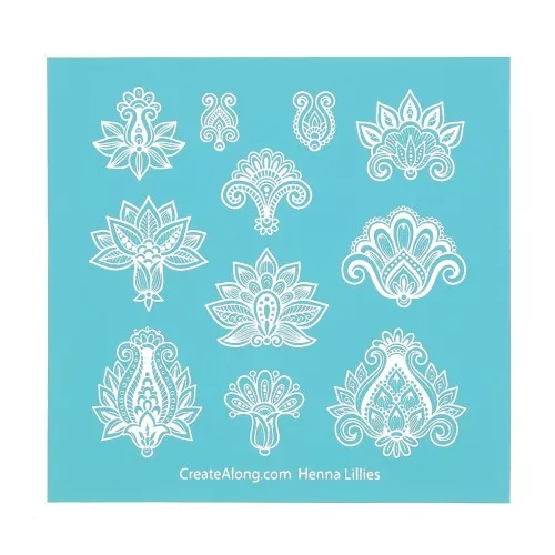Silk Screen per pasta polimerica 121x125 mm - Modello Henna Lillies x1