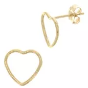 Orecchini perno cuore scavato 9x10 mm - Gold filled x2