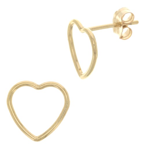 Orecchini perno cuore scavato 9x10 mm - Gold filled x2