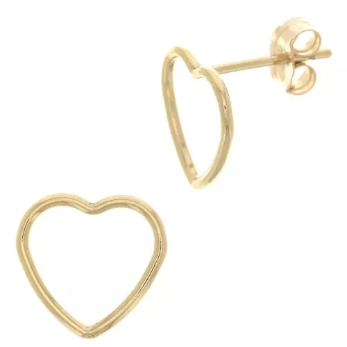 Orecchini perno cuore scavato 9x10 mm - Gold filled x2
