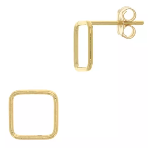 Orecchini perno quadro scavato 8 mm - Gold filled x2
