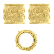 Perla tubo fiore 6x7 mm con foro grande 4.5 mm - Argento925 Dorato con oro fino x1|raw }}