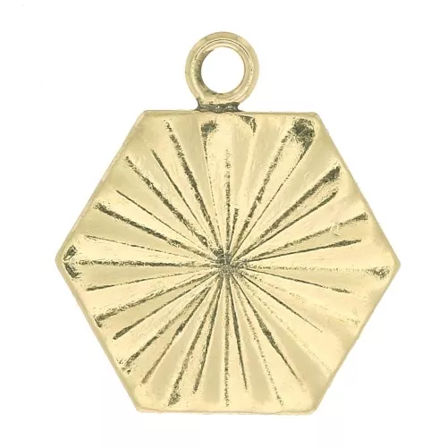 Ciondolo esagonale lavorato 11x10 mm - Gold filled x1