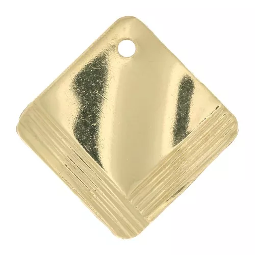 Ciondolo rombo lavorato 15 mm - Gold filled x1