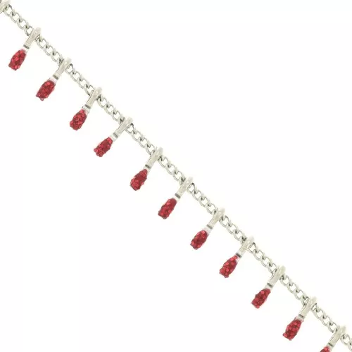 Catena gourmette resina eposs. 6mm Rosso scintillante Acciaio inoss. x90cm