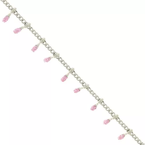Catena gourmette resina eposs. 6mm Rosa scintillante Acciaio inoss. x90cm