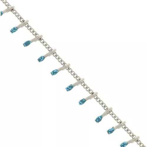 Catena gourmette resina eposs. 6mm Turchese scintillante Acciaio inoss. x90cm
