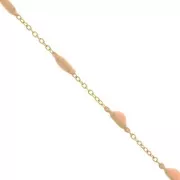 Catena maglia forzatina- resine eposs. 2.6mm Salmone Acciaio inoss. dorato x90cm