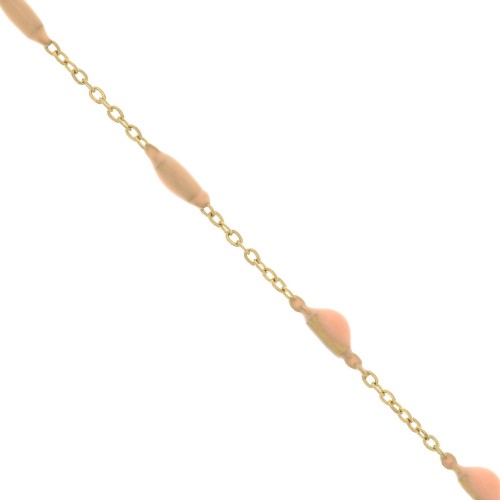 Catena maglia forzatina- resine eposs. 2.6mm Salmone Acciaio inoss. dorato x90cm