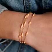 Catena maglia forzatina- resine eposs. 2.6mm Salmone Acciaio inoss. dorato x90cm