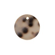 Zecchino tondo 15 mm stampato leopardo in madreperla - Marrone - Nero x1|raw }}