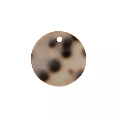 Zecchino tondo 15 mm stampato leopardo in madreperla - Marrone - Nero x1