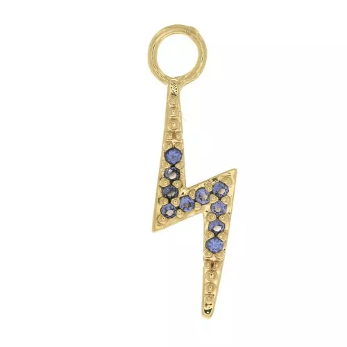 Ciondolo fulmine Ossido di zirconio 19x5 mm Blu - Placcato oro 3 micronx1