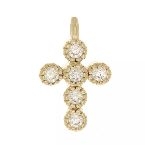 Ciondolo croce con Ossido di zirconio 11x7 mm - Crystal - Placcato oro 3 micronx1