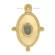 Pendente ovale lavorato con pietra di luna 22x15 mm - Placcato oro 3 micron x1