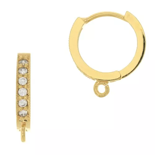 Monachelle con Ossido di zirconio - anello aperto 12 mm - Dorato con oro fino x2