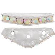 Rondella Mezza-Luna 3 fori mm. 22x8 argentata Crystal AB x1