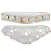 Rondella Mezza-Luna 3 fori mm. 22x8 argentata Crystal AB x1